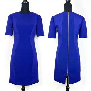 Ted Baker Purple Sheath Dress Gold Zip Short Sleeve size 2